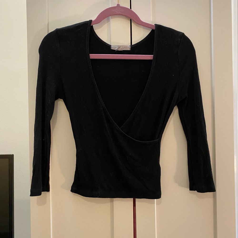 Black v neck wrap shirt